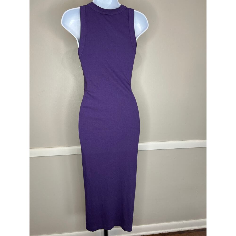 Michael Stars Tala Ribbed Midi Dress Side Slit Mulberry Petite S NWT - Picture 2 of 7